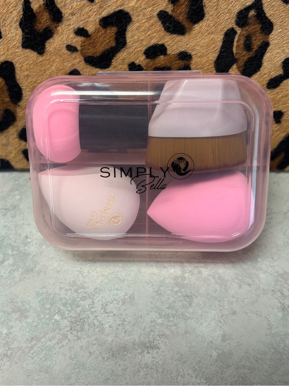 Simply Belle Pink Makeup Sponge & Brush Travel Set